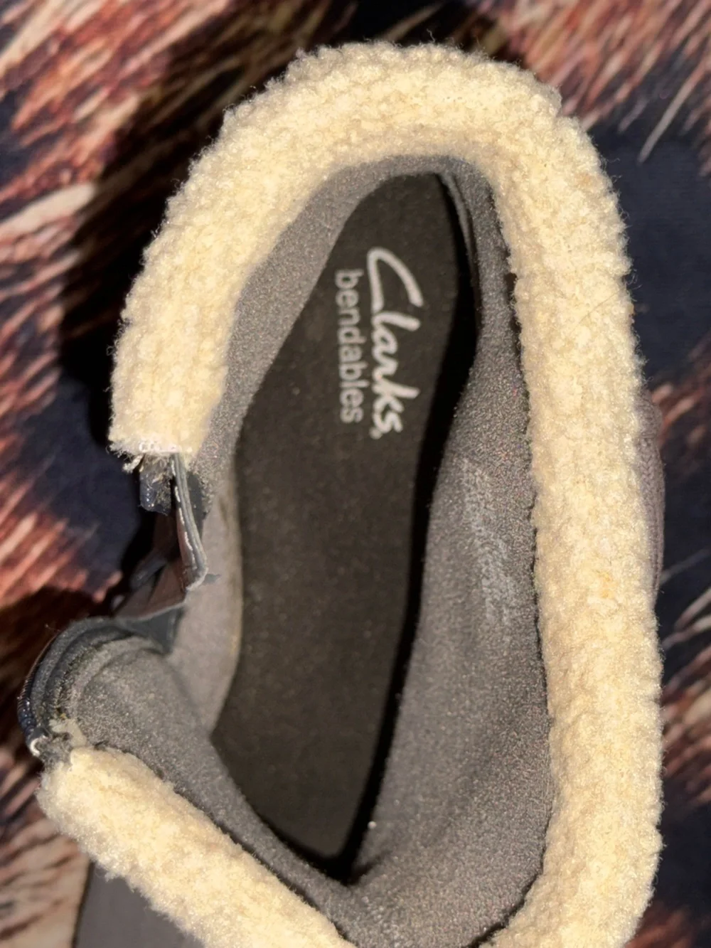 Clarks Gray Suede Shearling-Lined Winter Ankle Boots 8M w/ Box